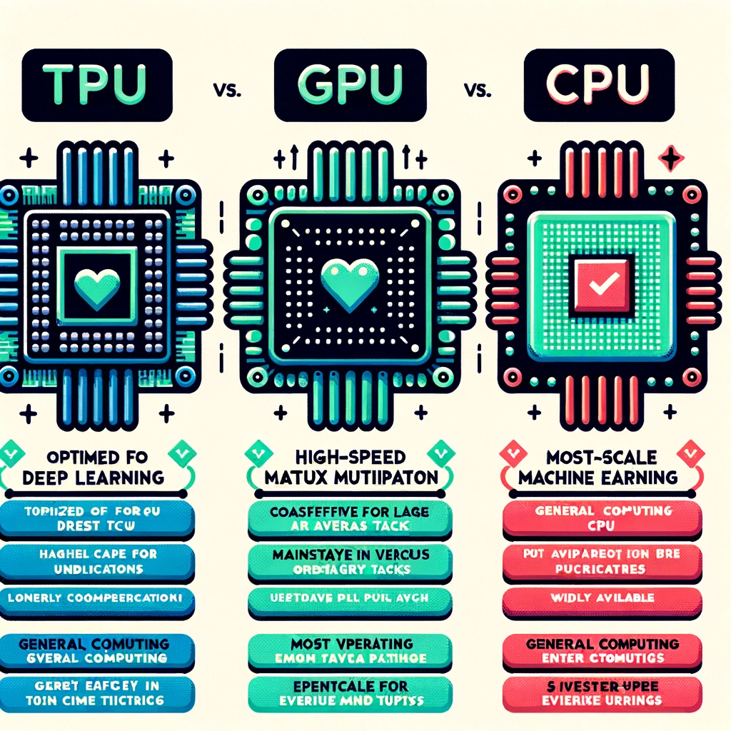 DALL·E-2023-10-21-15.12.36-Illustration-of-TPU-vs.-GPU-vs.-CPU_-A-detailed-vector-illustration-comparing-the-TPU-GPU-and-CPU.-Each-microprocessor-is-represented-by-a-stylized