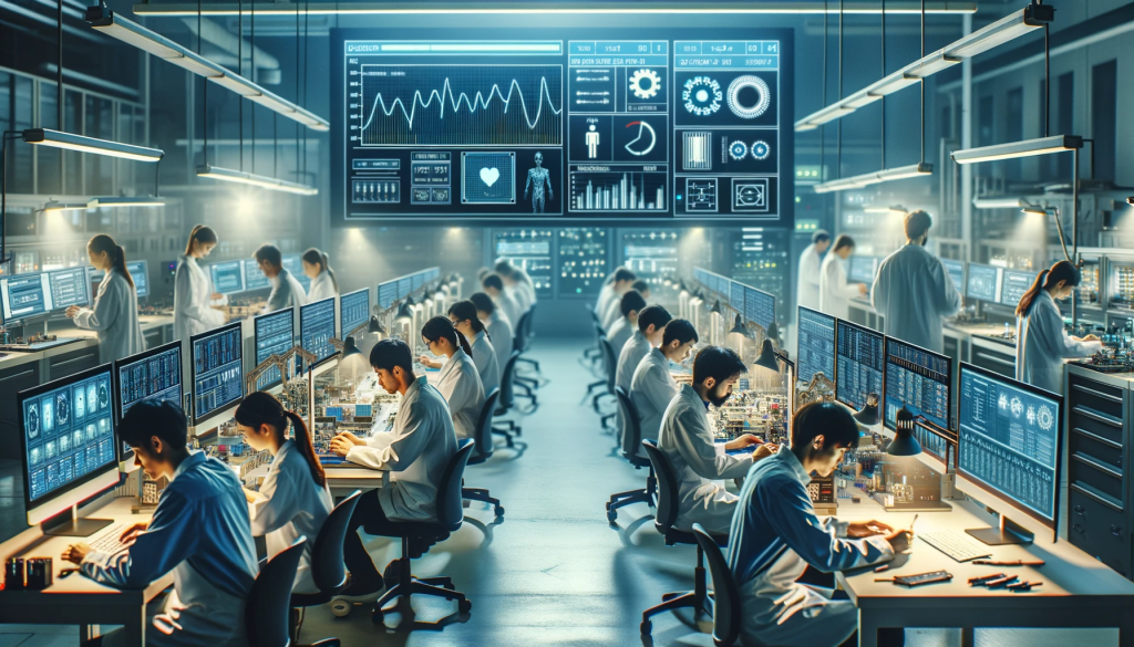 DALL·E-2023-10-29-23.43.10-Photo-style-image-of-a-well-lit-laboratory-setting-where-diverse-technicians-and-engineers-are-busy-testing-electronic-components-on-advanced-equipmen